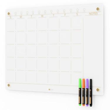 Imagem de Calendário apagável a seco, quadro branco Yeoux Glass 17x23cm com marc