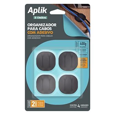 Imagem de Ordene - Organizador para Cabos Emborrachado Duplo com Adesivo, Cor Preta, Linha Aplik