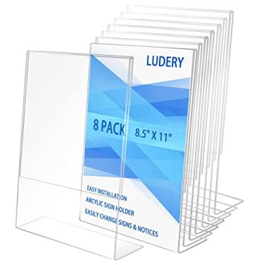 Imagem de Porta-placas de acrílico 21,5 x 28 cm Design de costas abertas Quadro transparente Portrait de folha única para casa, escritório, loja, reiniciar, Clear, 8 Pack