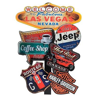 Imagem de Placa Decorativa de Parede em Madeira - Welcome Las Vegas