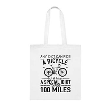 Imagem de Uma bicicleta para pedalar 100% milhas, sacola de bicicleta, bolsa de ombro, bolsas reutilizáveis, ideia de presente de cesta de Natal de aniversário, Branco