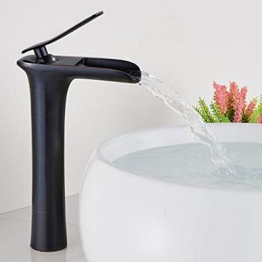 Imagem de Torneiras de bacia cromada branca torneira do banheiro com alça única torneira misturador de bacia de água quente e fria torneira de banho pia de água guindaste banheiro, alto bronze preto, China