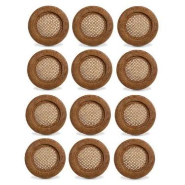 Imagem de Kit Sousplat Redondo Em Rattan Natural Bahay  -  32cm - 12 Peças - Bah