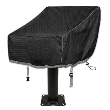 Imagem de Capa de assento dobrável para barco, capa de cadeira de pesca à prova d'água 600D, capa de assento de cadeira de pontão resistente que não desbota, capa de assento de capitão de barco impermeável ao ar livre, 50 cm C x 48 cm L x 35 cm A preta