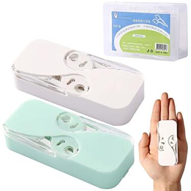 Imagem de Portable Floss Dispenser, 2/4Pcs Floss Box Dispenser, Dental Floss Portable Case Dental Floss Dispenser (White+Green)