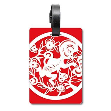 Imagem de Macaco cortado em papel animal China zodíaco arte mala etiqueta cartão de bagagem etiqueta, Multicolorido.