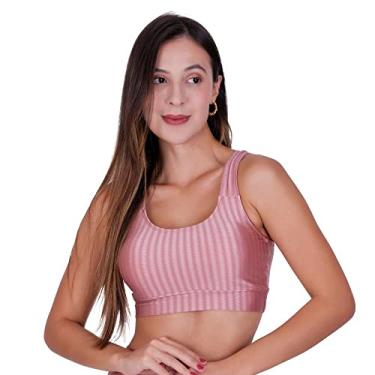 Imagem de Top Fitness com Bojo Removível Cropped de Academia 3D Adulto Feminino Terra e Mar Tamanho:G;Cor:Natural;Genero:Mulher
