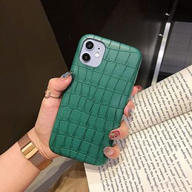 Imagem de Capa de telefone de couro PU de luxo para iPhone 11 Pro Max X XR XS Max SE 2020 para iPhone 11 Pro Back Shell Textura de crocodilo verde para iPhone XR