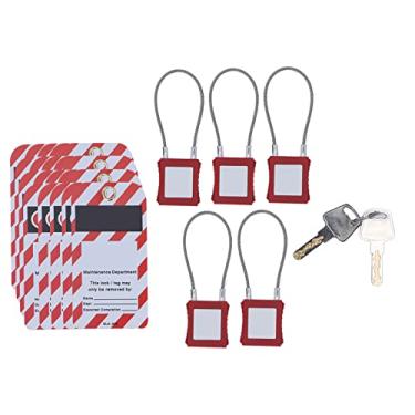 Imagem de Lockout Tagout Locks, 85mm Shackle Steel Safety Cadeados Com 2 Chaves para Fábricas, Canteiros de Obras, Hospitais (5 X Cabo Cadeado e 20 X Tag)