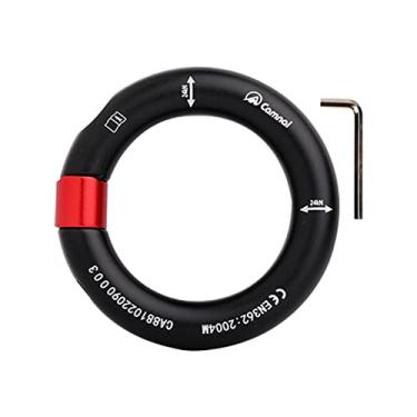 Imagem de Anel de Rappel de Alumínio 24kN, Anel de Mosquetão Redondo com Conector de Corda Anel Aberto para Escalada em para Resgate Arborist Hammock Equi, Preto