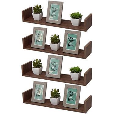 Imagem de Kit 4 Prateleiras U 50 x 25cm Nogal Suporte Invisível
