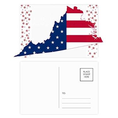 Imagem de Virgínia EUA Mapa Estrelas Listras Bandeira Formato Natal Flor Celebração Cartão Postal Cartão Bênção