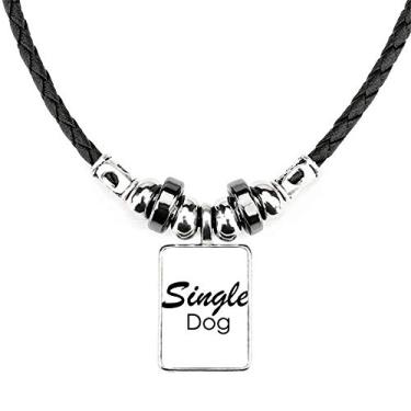 Imagem de DIYthinker Colar de cachorro com pingente de corda de couro com pingente de joia