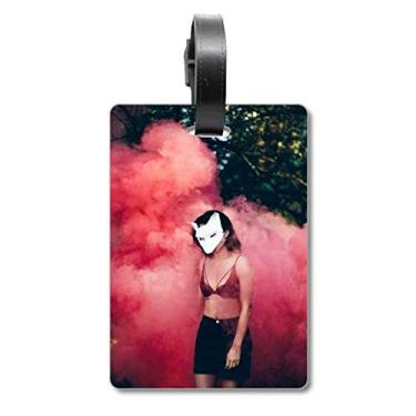 Imagem de Pink Fog Head Girl Florestal Ciência Natureza Cenário Bolsa Etiqueta Bagagem Cartão Pendurado Scutcheon Etiqueta