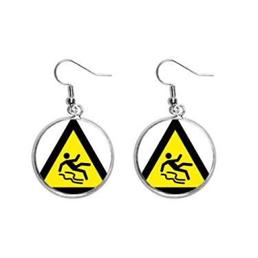 Imagem de Símbolo de aviso, amarelo, preto, triângulo, orelha, pendente, prata, joia feminina