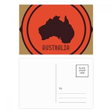 Imagem de Mapa da Austrália, ilustração vermelha e preta, conjunto de cartão postal de aniversário, cartão de agradecimento