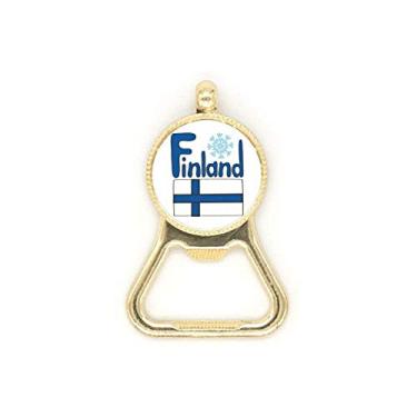 Imagem de Chaveiro de aço inoxidável com estampa azul da bandeira nacional da Finlândia
