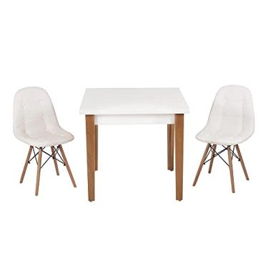 Imagem de Conjunto Mesa de Jantar Luiza 80cm Branca com 2 Cadeiras Botonê - Branco