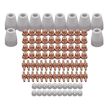 Imagem de RIVERWELD PT-31 LG-40 JG40 consumíveis de tocha de corte de plasma bico de pontas padrão 18866 eletrodo 18205 protetor de cobertura copo de cerâmica 18204 corte ajuste 40 50 CT-312 cortador de plasma