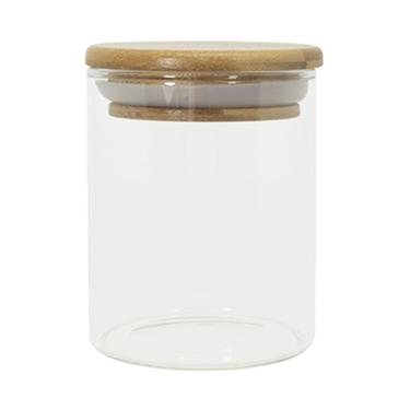 Imagem de Pote de Vidro com Tampa de Bambu Oikos 200ML Hermético Redondo