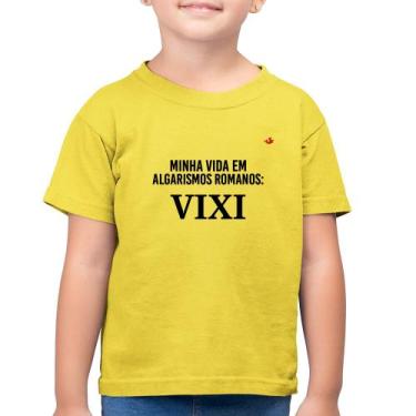 Imagem de Camiseta Algodão Infantil Minha Vida Em Algarismos Romanos - Foca Na M