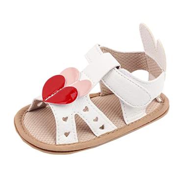 Imagem de Chinelo Baby Love Girls First Walking Sapatos de lazer de dedo aberto sapatos de lazer sandálias tamanho 6 sandálias para meninas, Branco, 12-18 Months Infant