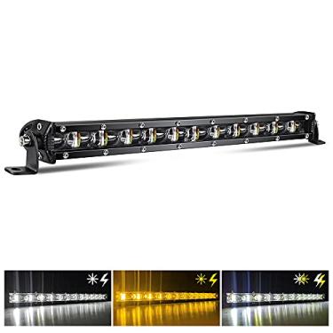 Imagem de CO LIGHT Barra de luz LED única de 35,5 cm fina fileira única feixe de luz de condução off-road luzes de trabalho de neblina com suportes de montagem e refletores 6D para caminhão, carro, cabine,
