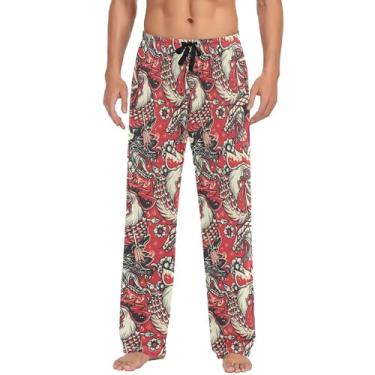 Imagem de Wudan Pijama masculino roxo fofo cogumelo roupa de dormir masculina algodão com bolsos moletom longo presentes engraçados P, Cabeça de galo de cobra, G