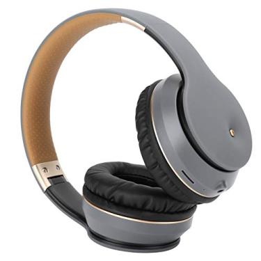 Imagem de Fone de ouvido sem fio para jogos com cancelamento de ruído, fone de ouvido USB com microfone, luz LED Bluetooth dobrável para telefones celulares,(Grey gold)