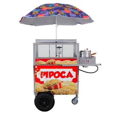 Imagem de Carrinho de Pipoca Doce e Salgada R2 com Pipoqueira e Lampião R0095