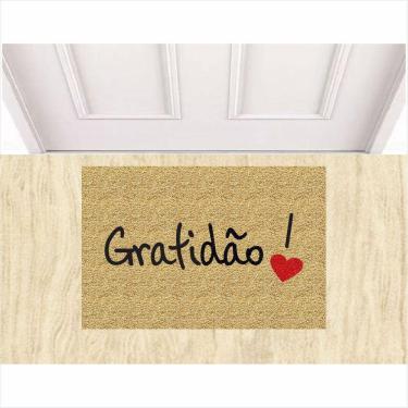 Imagem de Tapete Capacho Kapazi Gratidao 60x40 Cm porta entrada casa lar apartamento decorativo limpa pé.
