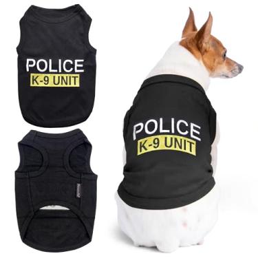 Imagem de Parisian Pet Camiseta unissex para cães com roupas bordadas para cães "Police k-9 Unit" - 100% algodão, fantasia de cachorro - colete respirável para cães policiais - Camisetas laváveis na máquina