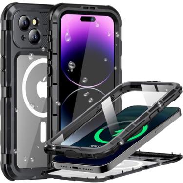 Imagem de Evcing Capa à prova d'água para iPhone 15 Plus Max, capa robusta de proteção total para celular, capas de metal resistentes com protetor de tela e câmera integradas, perfeita para 15 Plus de 6,7