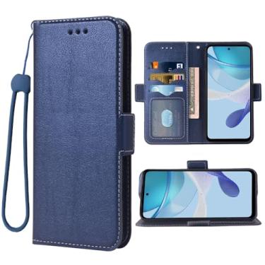 Imagem de Dswteny Capa carteira compatível com Motorola Moto G 5G 2023 alça de pulso e suporte de cartão flip de couro para celular G5G G5 feminino masculino azul