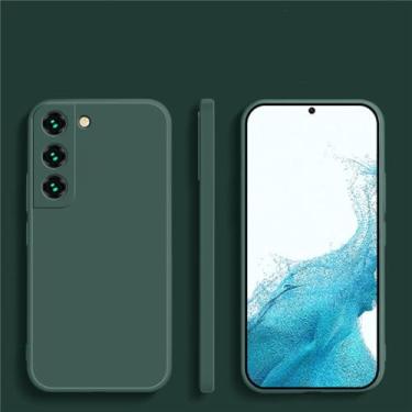 Imagem de Capa quadrada de silicone líquido para samsung galaxy, s23 s 23 s22 ultra plus s23plus s23ultra capa macia, verde escuro, para s22