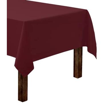 Imagem de Gee Di Moda Toalha de mesa retangular – toalha de mesa bordô de 152 x 250 cm para mesa retangular de 1,8 m – tecido lavável resistente – para mesa de buffet de 1,8 m, festa de férias, jantar,
