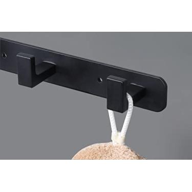 Imagem de Vanloory Cabideiro, gancho de aço inoxidável resistente, 5 cabides triplos, ganchos de parede de armazenamento montados na parede, gancho de roupas rústica/trilho de gancho para chave para banheiro e