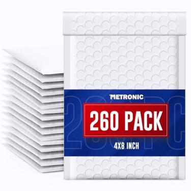 Imagem de Metronic Envelopes pequenos com bolhas de 10 x 20 cm, pacote com 260 unidades, tamanho utilizável, 10 x 17,8 cm, envelopes com bolhas autovedantes, envelopes grossos acolchoados, envelopes brancos