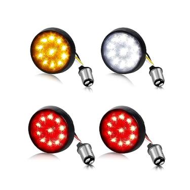 Imagem de NTHREEAUTO Kit de luzes de freio dianteiras traseiras 1157 de 5 cm com luzes de freio integradas, compatível com Harley Sportster 883 1200 Dyna Road King Electra Glide Heritage Softail Fatboy