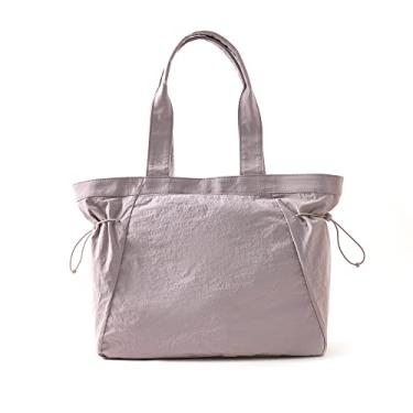 Imagem de VAKAER Sacola feminina, bolsa de compras com ajuste lateral 18L, bolsa Hobo grande, bolsas de ombro leves para trabalho, treino, viagens, Roxo acinzentado, One Size