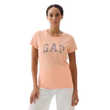 Imagem de GAP Camiseta feminina com logotipo clássico, Pêssego floral, P