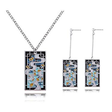 Imagem de Brincos Anime Kamado Tanjiro Hanafuda - Kimetsu No Yaiba Hanafuda Brincos - Acessórios de Cosplay para Mulheres Meninas, Plástico Silicone