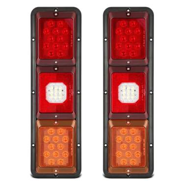 Imagem de Partsam 2 luzes traseiras triplas de LED, montagem vertical, 40 LEDs, trailers, caminhões, trailers, trailers, trailers, seta, backup, luzes traseiras reversas, com base preta, lente