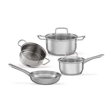 Imagem de Jogo De Panelas Brinox Aço Inox Fundo Triplo Jasmin 4 Peças Com Indução Inox