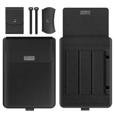 Imagem de GANGANPRO Capa para laptop de 15-15,4 a 15,6 polegadas com suporte compatível com Microsoft Surface Laptop 5/4/3/2 de 13,5 polegadas, MacBook Air/Pro de 13,3 polegadas, capa de couro PU para laptops