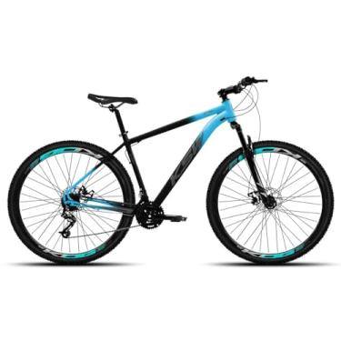 Imagem de Bicicleta KSW XLT 100 Em Aluminio 27 Velocidades 3x9V Freio a Disco Suspensão,21,Azul Degradê Preto