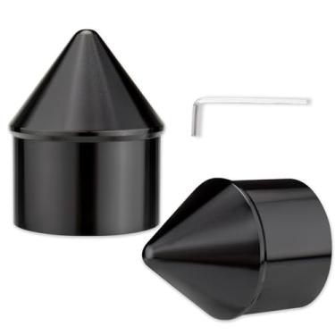 Imagem de Tampas de porca de eixo dianteiro CNC preto cromado compatível com Harley Davidson Touring Sportster Trike Dyna Softail Street Glide Road King Iron 883 Fat Boy 2002-2024 (B-Preto)