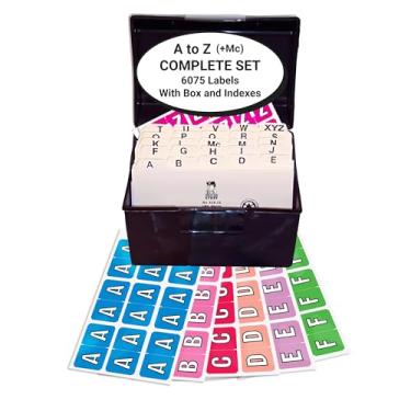 Imagem de Alphabet Labels for File Folders, A to Z plus Mc Complete Set with File Box and Indexes, Doctor Stuff, 225 Stickers of Each Letter, 6075 Labels, PMA -PMPK Series, Medical Chart Color Code Labels