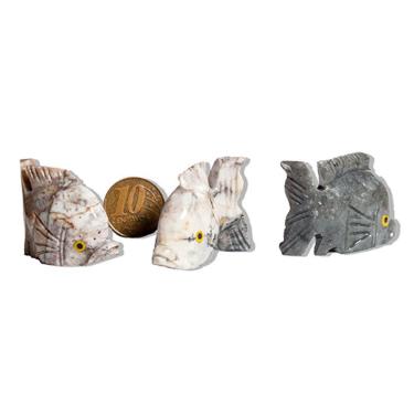 Imagem de Peixe Piranha Cinza Esculpido Pedra Dolomita Média 5cm