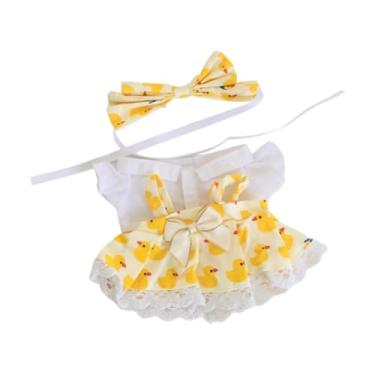 Imagem de shamjina 3Pcs 20cm Mini Roupas de Boneca, Roupas de Boneca Bonitas, Saia de Boneca de Pelúcia Camisa e Faixa de Cabelo para Boneca de Pelúcia de 20cm/7,87, Padrão de Pato